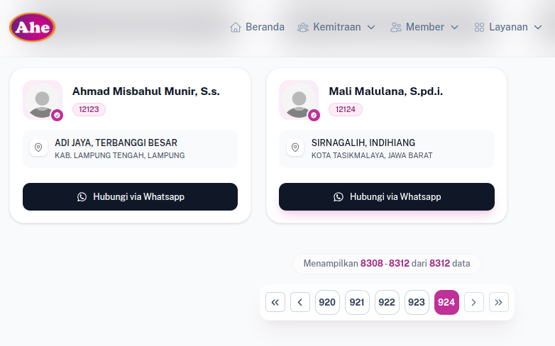 Ilustrasi Database Mitra Ahe berisi data unit dan perkembangan kemitraan sampai September 2025